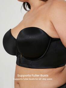 LUVLETTE Áo lót Plus Lingerie màu đen không dây, nâng ngực, có gọng, kiểu áo thun, áo corset, áo lót mặc ngoài, áo lót nửa thân cơ bản cho đám cưới. - màu đen - Xem 4