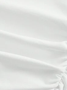 SHEIN MOD 不对称露肩可爱动物印花 T 恤、休闲 T 恤、节日 T 恤 - 白色 - 查看 4