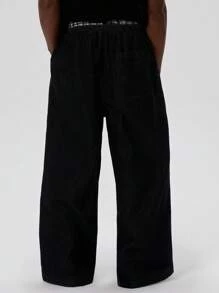 Musero Baggy Wide Leg Basics Style Plain Double Waistband Sweatpants Jogger SPRING SUMMER - Black - View 4