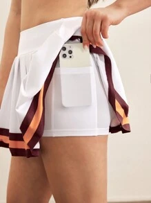 Cheerettes Falda deportiva de talle alto plisada con rayas para mujer
