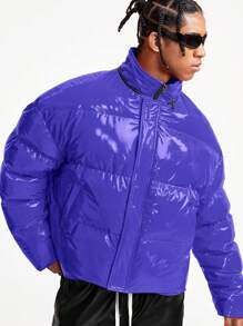 Manfinity VCAY Men's Casual Simple Fashion Winter Jacket For Daily Wear - Blue - View 3