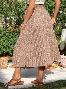 SHEIN Casual Vacation Ditsy Floral Pregnant Women Skirt - Apricot - View 2