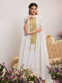 Al Najma Áo choàng dài truyền thống của phụ nữ Thổ Nhĩ Kỳ và Ả Rập, Kaftan & Jalabiya, khiêm tốn - trắng - Xem 7