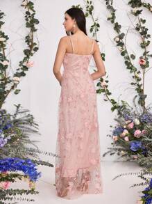 Coutiva Vestido de noche elegante y formal para mujer con bordado floral sin mangas, vestido de moda para primavera y verano para fiestas, citas, vacaciones, bodas y celebridades, con cintura y falda amplias, vestido perfecto para invitados de boda