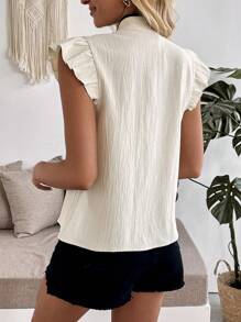 SHEIN Raffinéa Áo cánh kiểu Trung Quốc thanh lịch màu khối cho nữ, tay lỡ, thiết kế nút bấm - Màu be - Xem 2