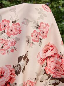 SHEIN Maternity Floral Print Ruffle Relaxed Fit Blouse - Pink - View 3