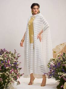 Al Najma Áo choàng dài truyền thống của phụ nữ Thổ Nhĩ Kỳ và Ả Rập, Kaftan & Jalabiya, khiêm tốn - trắng - Xem 5