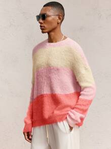 AKNOTIC Party Men's Ombre Knit Loose Fit Dropped Shoulder Casual Sweater, Suitable For Autumn And Winter - Multicolor - View 5