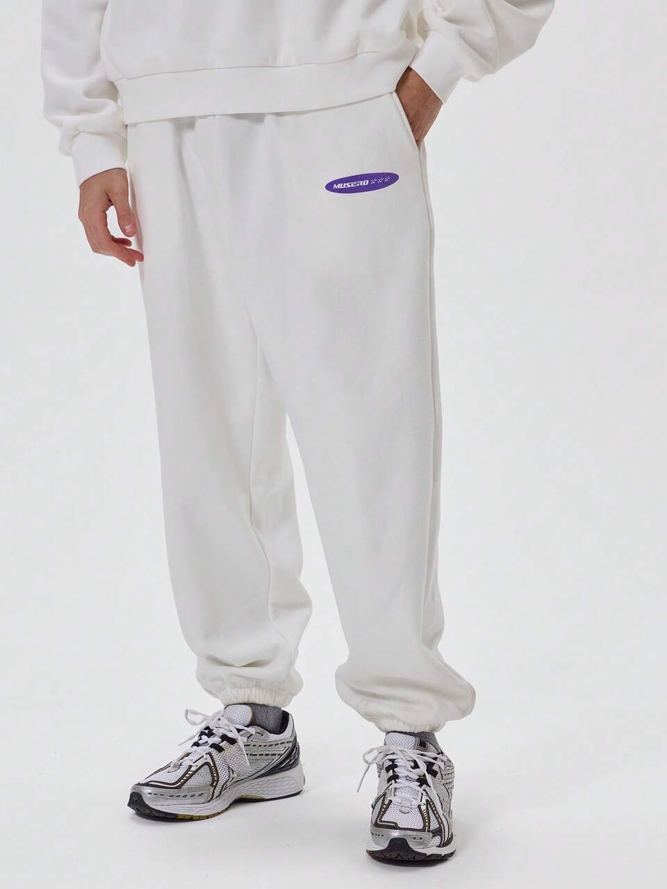 Men Oversized Branded Patch Detailing Cuffed Sweatpants Jersey Tracksuit Bottoms Only SPRING SUMMER