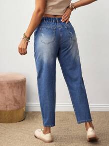 EMERY ROSE 大码女式口袋设计锥形休闲百搭牛仔裤