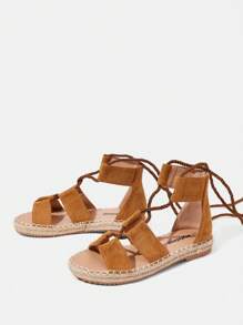 Styleloop Lace-Up Flat Sandals, Minimalist & Fashionable, Casual Daily Wear, Bohemian & Western Style, Suitable For Parties, Festivals Valentine's Day - Camel - View 4