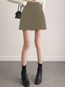 DAZY 纯色短裙，简约时尚休闲日常秋季穿搭裙子