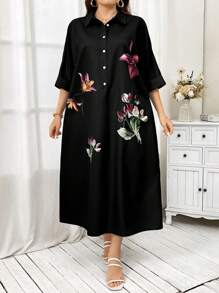 Mulvari Plus Size Simple Fashionable Casual Everyday Dress