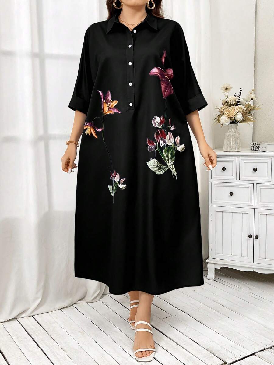 Mulvari Plus Size Simple Fashionable Casual Everyday Dress