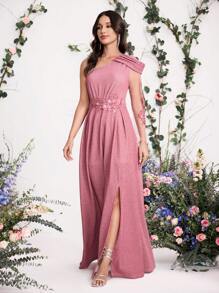 Coutiva Elegant Lace Sleeve Butterfly Embroidered Off The Shoulder Formal Dress, Bridesmaid Dress Music Festival  Spring/Summer