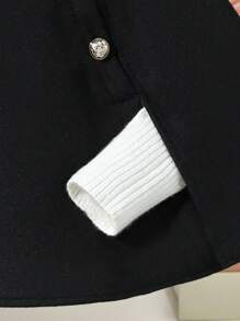 SHEIN 女宝宝甜美优雅羊毛斗篷夹克，秋冬 - 黑色 - 查看 3