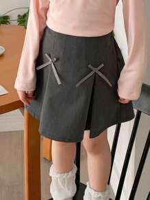 Dazy Kids 适合秋季的年轻女孩百褶裙 - 灰色 - 查看 4