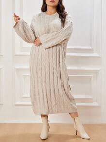 INAWLY Vestido-jersey de punto sencillo y de moda para mujer de talla grande, apto para uso diario