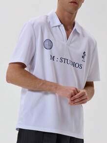 Musero Graphic Fitted Sport Polo Shirt Spring Summer - White - View 3