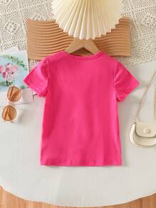 Young Girl Sweet Casual Crew Neck Short Sleeve Fitted Butterfly Print Versatile Tee Shirt