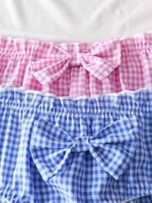 Set de 2 bragas con acento de lazo a cuadros dulces y lindas para niñas, ropa interior juvenil