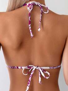 SHEIN Swim 女士简约时尚休闲露背花卉印花连体泳衣，适合日常穿着，适合夏季海滩度假 - 彩色 - 查看 3