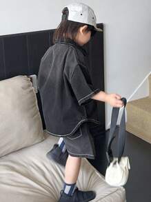 Dazy Kids Toddler Boys 2pcs Denim Outfit Set - Black - View 5