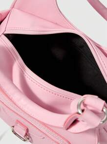 ROMWE Grunge Punk 1pc Punk Gothic Style Cross Pattern Shoulder Bag & Handbag For Women - Pink - View 5