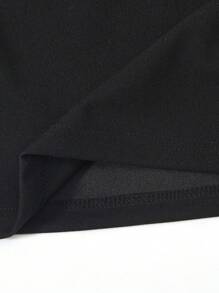 SHEIN Girls' Basic Elegant Lady Party Evening Commute 3D Bow Slit Fitted Skirt - Black - View 6