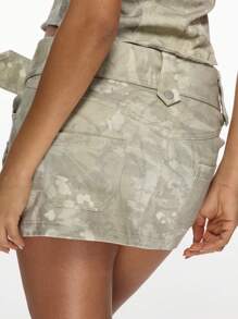 MISSGUIDED 设计师宽腰带迷你工装裙，实用风格，战斗时尚，做旧斜纹布，夏季节日街头服饰，高腰，军事风格