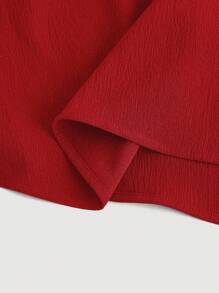 Girlism Vestido largo de manga larga con pliegues asimétricos rojo para adolescentes, un vestido rojo hermoso y elegante para el Día de San Valentín