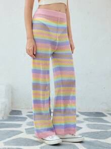 Skyraze 女士简约针织休闲裤，日常穿着 - 彩色 - 查看 5