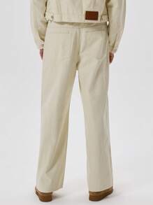 Musero 男士直筒牛仔裤基础款纯色牛仔裤套装下装（仅限冬季款） - 白色 - 查看 3