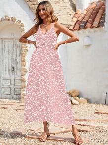 Breezaya 女士休闲无袖开叉下摆细肩带连衣裙，简约设计，适合日常穿着 - 淺粉色 - 查看 6