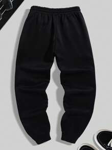 Manfinity Dauomo Plus Size Men's Simple Fashion Casual Sweatpants For Daily Wear - Black - View 2