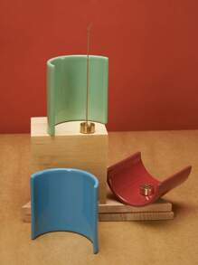 Zazumi 1 件新中式优雅瓷砖形陶瓷香炉，适合艺术生活，别致的设计香座带灰烬收集器，冥想室装饰中的现代优雅，适用于冥想治疗、罗摩桌装饰、乔迁礼物、高端酒店用品