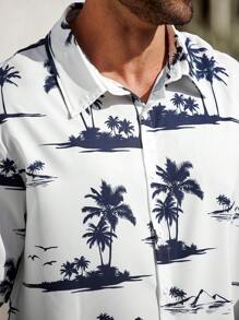 ResortEase 2pcs/Set Men Casual Short Sleeve Shirt & Shorts Set, Simple & Fashion, Everyday Wear