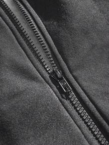 Manfinity VCAY 男士宽松落肩针织连帽卫衣运动衫，秋季男士保暖内衬夹克，男士长袖加厚外套 - 灰色 - 查看 5