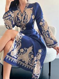 DAZY Vestido Longo Estilo Boêmio Novo para Primavera/Outono com Manga Longa para Mulheres