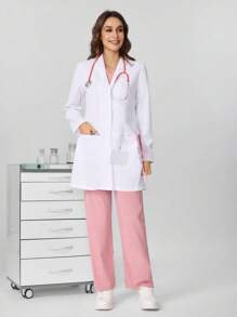 TaskEZ Simple & Fashionable Lab Coat / White Jacket, Casual For Daily Wear - White - View 4