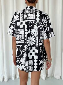 SHEIN Essnce 2 pièces/Set Chemise et jupe casual pour femmes, style minimaliste et mode pour le port quotidien - Multicolore - Voir 5