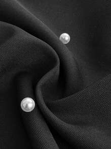 Chiquease Women's Elegant Contrast Hollow Out Bowknot Detail Dress - Black and White - View 7