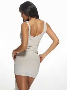 MISSGUIDED Sleeveless Tie Front Crop Tank Top Summer Casual Scoop Neck Knotted Fashion Cami Athletic Workout Yoga Top Beach Festival Club Party Wear