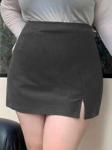 Dazy Plus Plus Size Solid Color A-Line Short Mini Skirt, Versatile Summer