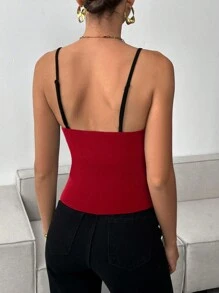 Siren Gaze 女士对比色蕾丝前扣吊带背心 - 玫瑰紅 - 查看 2