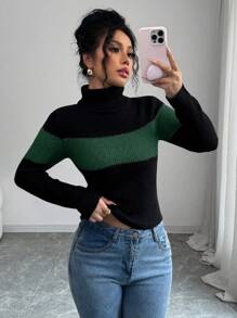Chiquease 2024 Autumn/Winter New Fashion Design Sense Elegant Knitted Sweater Fall - Dark Green - View 6