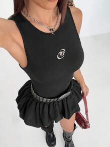SHEIN EZwear Váy mini Bubble cho đêm hòa nhạc dạo phố Y2K mùa xuân/hè dành cho nữ - màu đen - Xem 4