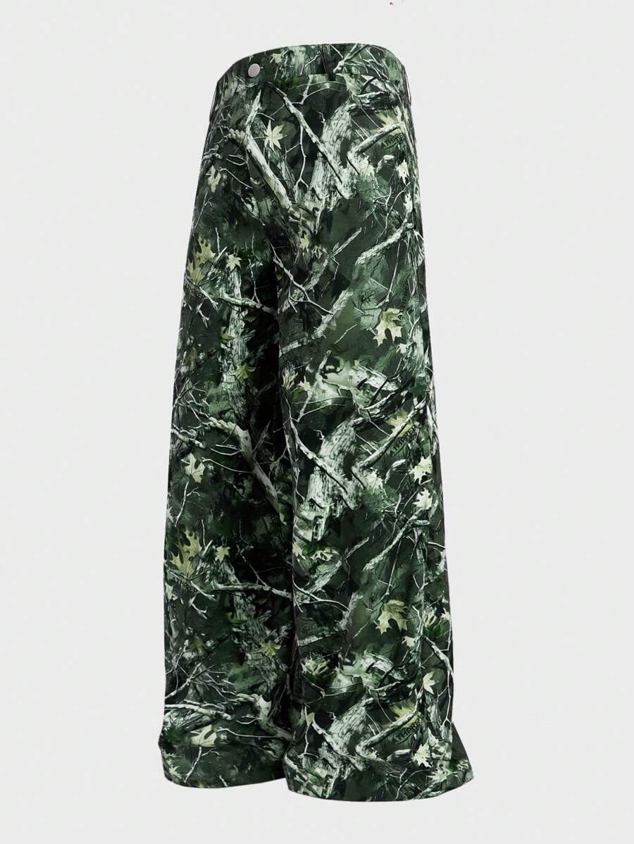 Manfinity VCAY Quần dệt in họa tiết dáng rộng rãi cho nam - màu xanh lá - Xem 1