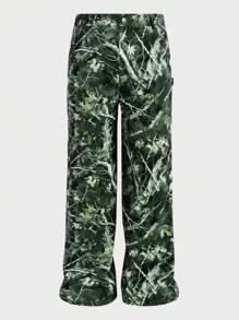 Manfinity VCAY Quần dệt in họa tiết dáng rộng rãi cho nam - màu xanh lá - Xem 3