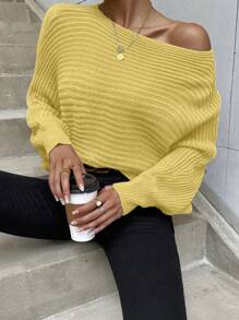 SHEIN Clasi Solid Color Long Sleeve Pullover Sweater, Casual And Fashionable Everyday Wear